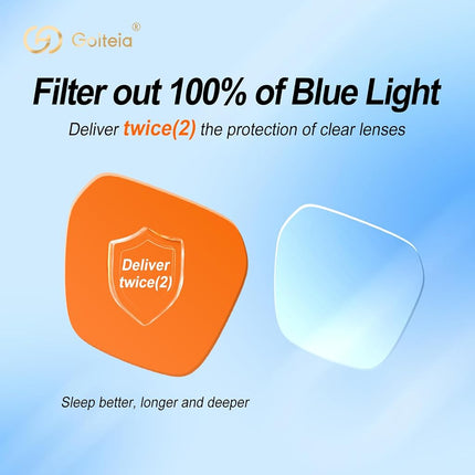 Goiteia 100% Orange Blue Light Blocking Glasses-Amber Tint Gaming Glasses for Better Sleep/Eyes Strain/Light Sensitive-Ultra Light & Spring Hinges for Better Comfort