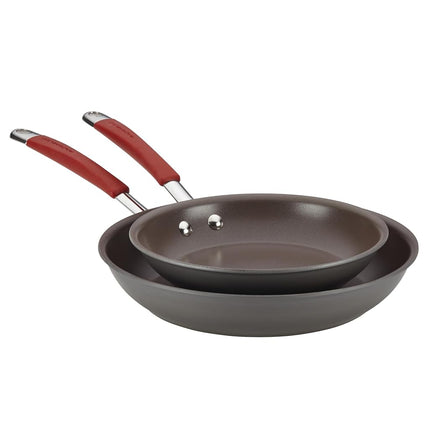 Rachael Ray 87633 Cucina Hard Anodized Nonstick Frying Pan Set/Fry Pan Set/Hard Anodized Skillet Set - 9.25 Inch and 11.5 Inch, Gray