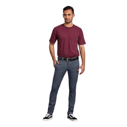 Dickies Mens Skinny Fit Double Knee Work Pants, Dark Navy, 42W x 30L