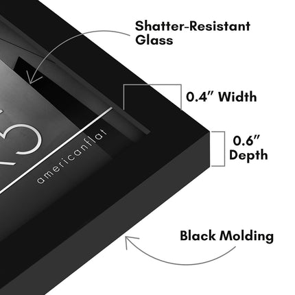 Americanflat 4x5 Picture Frame with Shatter-Resistant Glass - Streamline Collection - Thin Border Photo Frame for Tabletop and Wall Display - Hanging Hardware and Easel Stand Included - Black