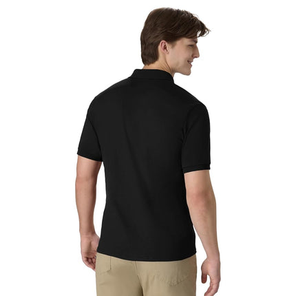 Hanes Men's Short Sleeve Jersey Pocket Polo, Black, X-Large (Pack of 2)