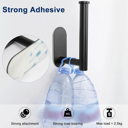 NearMoon Toilet Paper Holder Self Adhesive, Premium Thicken SUS304 Stainless Steel Rustproof Adhesive Toilet Roll Holder no Drilling for Bathroom, Kitchen, Washroom (4 Pack, Matte Black)