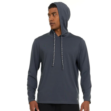 Champion Men's Sun Hoodie, Long Sleeve UPF 50+ Rash Guard Fishing Sun Shirt, Dark Grey, X-Large