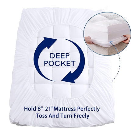 Surmatelas une place, rafraîchissant, très épais, respirant en viscose de bambou, protège-matelas matelassé doux avec garnissage alternatif en duvet 1000 GSM (bonnet profond de 20 à 53 cm)