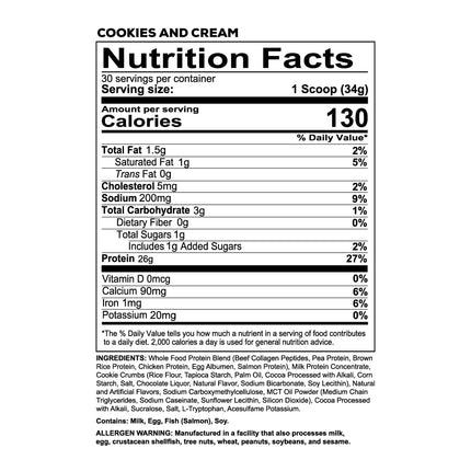 Redcon1 MRE Lite Whole Food Cookies and Cream Protein Powder 30 Servings