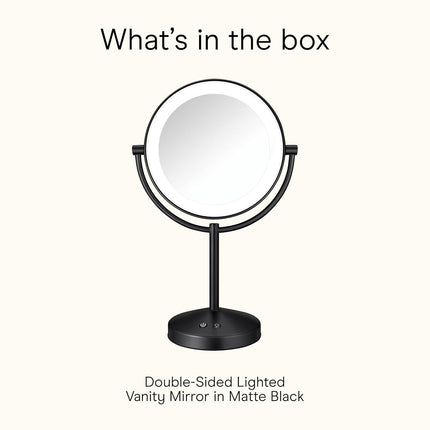Conair Lighted Makeup Mirror, Double-Sided LED Vanity Mirror with 1X/10X Magnification, 3 Light Settings, 3 Modes, 360� Rotation, Matte Black Finish