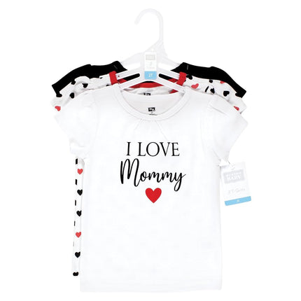 Hudson Baby Unisex Baby Short Sleeve T-Shirts, Girl Mommy Red Black, 4T