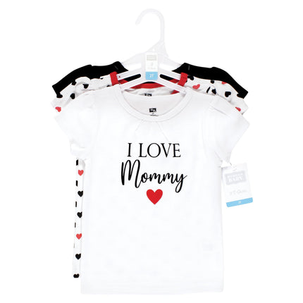 Hudson Baby Unisex Baby Short Sleeve T-Shirts, Girl Mommy Red Black, 4T