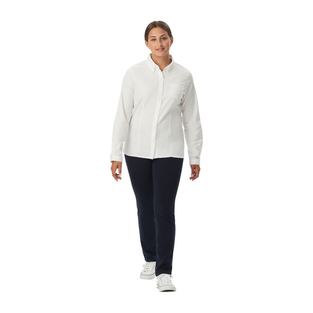 French Toast Girls' Fitted Long Sleeve Wrinkle-Resistant Oxford Shirt, White, 10