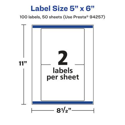 Avery Glossy Clear Rectangle Labels with Sure Feed, 5" x 6", 100 Glossy Clear Labels, Laser/Inkjet Printable Labels