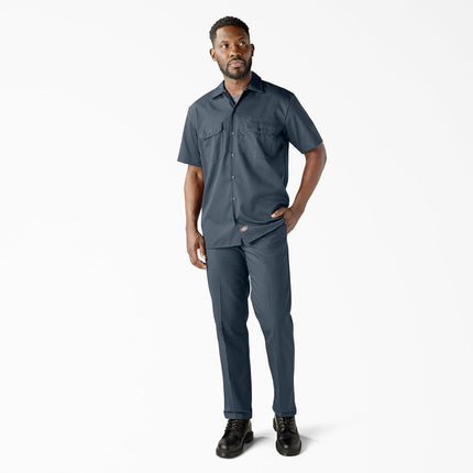 Dickies Men's Relaxed Fit Short Sleeve Work Shirt, 3X-Large Tall, Airforce Blue V1