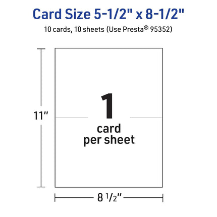 Avery Printable Rectangle Half Fold Greeting Cards, 5.5" x 8.5", Glossy White Cardstock, Laser/Inkjet, 10 Total, Great for Thank You Cards, Event Invitations, and More