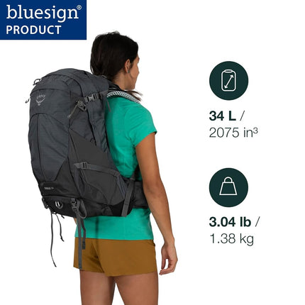 Mochila Osprey Sirrus para mujer, 34 L, morado Elderberry/marrón Chiru, talla única