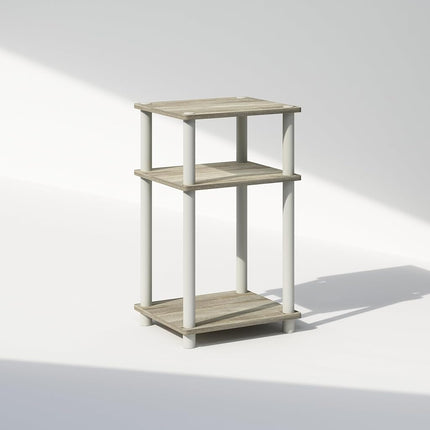 Furinno JUST Night Stand, 3-Tier Turn-N-Tube Nightstand, Toolless Bedside Table, End Table, Side Table with Open Storage for Bedroom, Living Room, Sonoma Oak