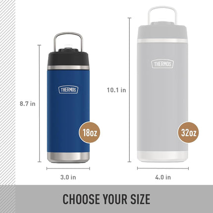 THERMOS ICON Series, Insulated Water Bottle with Straw Lid - 18 Ounce, Navy - Stainless Steel Vacuum Insulated Water Bottle with Straw Lid