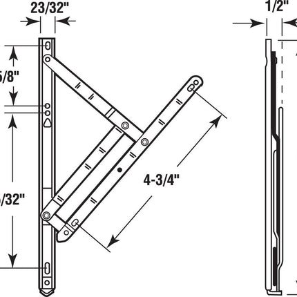 Prime-Line H 3626 8 in., Stainless Steel, 4-Bar Hinge Casement or Projecting Window (2 Pack)