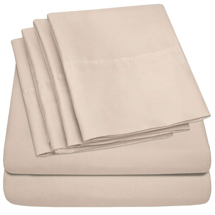Sweet Home Collection Twin XL Size Bed Sheets - 4 Piece 1500 Thread Count Fine Brushed Microfiber Deep Pocket Twin X-Large Sheet Set Bedding - 1 EXTRA PILLOW CASES, GREAT VALUE, Twin XL, Beige