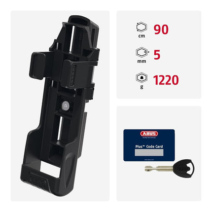 ABUS Bordo 6000K Folding Lock with SH Holder, 90 cm, Black