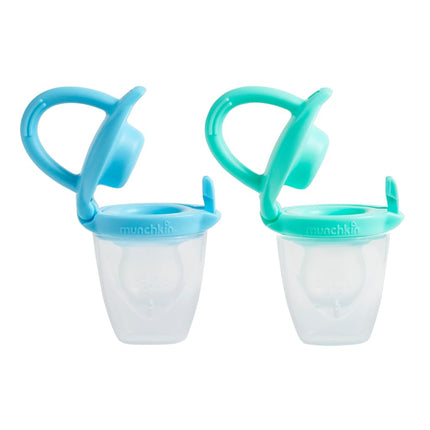® Silicone Baby Food Feeder for Solids and Purees, Great for Self-Feeding and Baby Led Weaning, 2 Pack, Blue/Mint