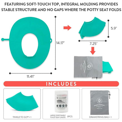 Prince Lionheart Tinkle to Go - Reusable Foldable Portable Potty Training Seat - Toilet Seat Perfect for Travel - Built-in Splash Guard, Perfect Potty Training Toilet Seat, Portable Potty for Toddlers