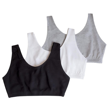 Fruit of the Loom Women's Built Up Tank Style Sports Bra, Black/White/Heather Grey, 48