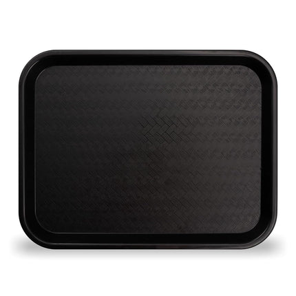 Carlisle FoodService Products Cafe Fast Food Cafeteria Tray with Patterned Surface for Cafeterias, Fast Food, and Dining Room, Plastic, 17.87 X 14 X 0.98 Inches, Black, (Pack of 12)