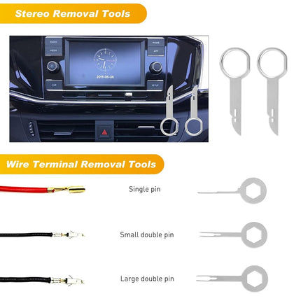 GOOACC 19Pcs Trim Removal Tool Set Panel Fastener Clips Removal Automotive Plastic Upholstery Pliers Removal Install Pry Car Tool with Storage Bag for Trim Panel Door Audio Clip Pliers Terminal-Green