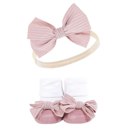 Hudson Baby Girl's Headband and Socks Giftset, Blue Blush Floral, One Size