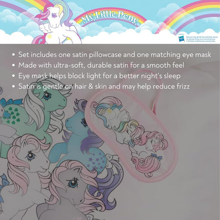 My Little Pony Unicorn Beauty Silky Satin Standard Reversible Pillowcase & Eye Mask Set, 20x30, for Hair and Skin, (Officially Licensed Product) by Franco Collectibles