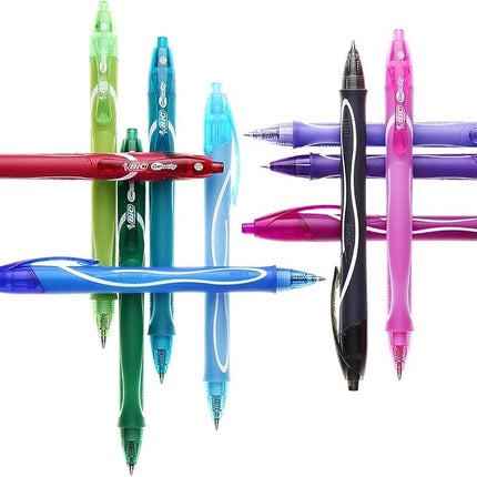 BIC Gel-ocity Quick Dry Gel Pens, Medium Point (0.7 mm), Pink, Box of 12, Retractable Pen with Ultra Fast Drying Ink