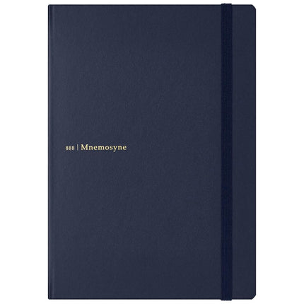 Maruman MNEMOSYNE Journal Notebook, 8.5 x 6.02 Inches (A5), 5mm dot grid, Hard cover with Elastic band, Bookmarks & Inner pocket, 90 gsm, 120 Sheets/240 Pages, Navy, 1 ea. (N888-72)