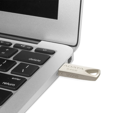 ADATA UV210 64GB Metallic Style Capless Water Resistant Dust Resistant Impact Resistant USB Flash Drive, Gold (AUV210-64G-RGD)