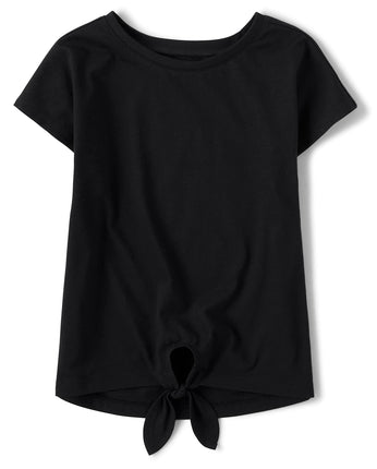 The Children's Place Girls' Short Sleeve Tie Front
