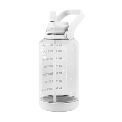 Bouteille d'eau de motivation Takeya de 1,9 L avec couvercle à paille et marqueur de temps, demi-gallon, plastique Tritan de qualité supérieure sans BPA, blanc nuage