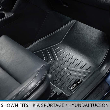 SMARTLINER Custom Fit All weather Floor Mats 2 Row Liner Set Black for 2020-2021 Hyundai Tucson