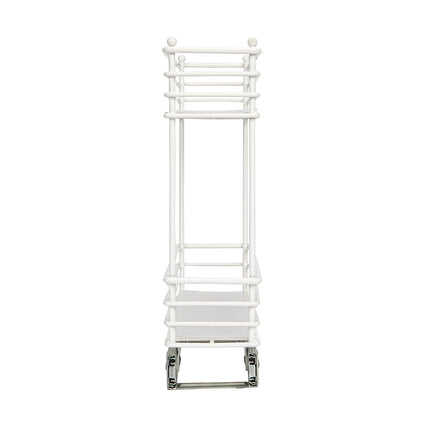 Household Essentials Narrow Sliding Cabinet Organizer, Two Tier Organizer, White, Great for Slim Cabinets in Kitchen, Bathroom and More