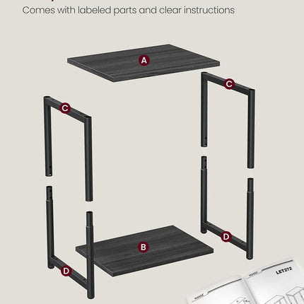 VASAGLE Side Tables Set of 2, Small End Table, Nightstand for Living Room, Bedroom, Office, Bathroom, Misty Gray and Classic Black ULET272B68