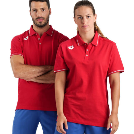 ARENA Unisex Team Polo Shirt Cotton Solid Polo Shirt, red, S