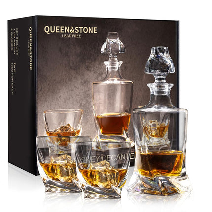 26Oz Twisted Whiskey Liquor Decanter Set in Box,Se