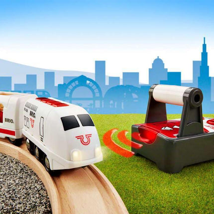 BRIO World Remote Control Travel Train – RC Toy Passenger Train, Compatible with BRIO World Wooden Railway Track & Sets, Add-On Accessory for Kids 3 Years and Up