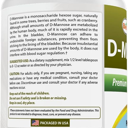 Best Naturals D-Mannose Pure Powder - Urinary Tract Cleanse Supplement - 8 OZ