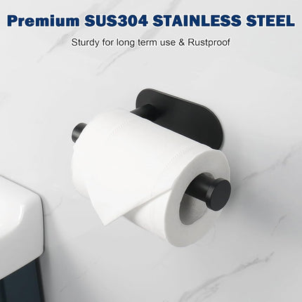NearMoon Toilet Paper Holder Self Adhesive, Premium Thicken SUS304 Stainless Steel Rustproof Adhesive Toilet Roll Holder no Drilling for Bathroom, Kitchen, Washroom (4 Pack, Matte Black)