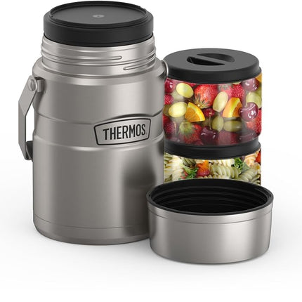 47-Ounce Stainless King Big Boss Stainless Steel Food Jar with 2 Inner Containers (Silver), SK3030MSTR4