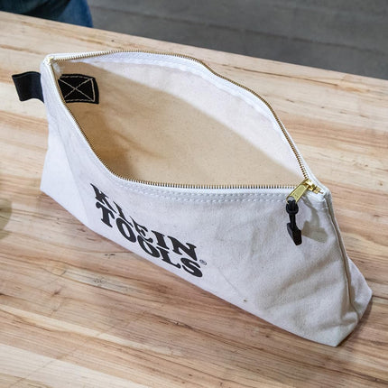 KLEIN TOOLS 62042 16-Inch Zipper Bag, Extra Long, No. 10 Canvas, Heavy Duty Tool Bag, 3-Inch Stand-Up Bottom, Multipurpose for Tools or Crafts