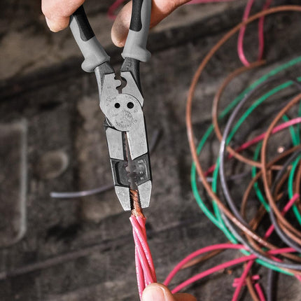 Klein Tools J215-8CR Multitool Pliers, Hybrid Multi Purpose Tool / Crimper, Wire Stripper, Bolt Shearing, Wire Grabbing, Twisting, Looping,Gray/Black