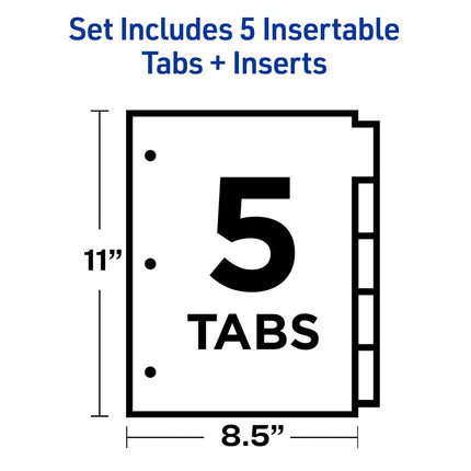 Avery Binder Dividers - 5-Tab Insertable Multicolor Big Tabs for Binders, 6 Sets of Dividers (11109)