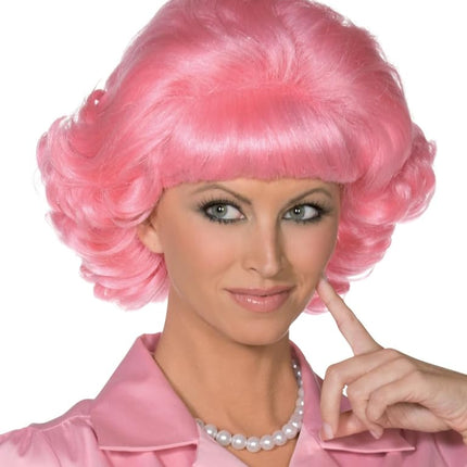 Smiffys Grease Frenchy Wig in Pink for Adults, Sho