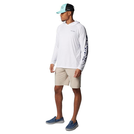 Columbia Men's Terminal Tackle Hoodie, White/Nightshade Logo, X-Small
