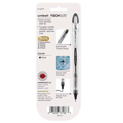 Bolígrafos roller Uniball Vision Elite Bold; Tinta negra; Paquete de 3; Bolígrafos de escritura suave de punta fina; Material de oficina