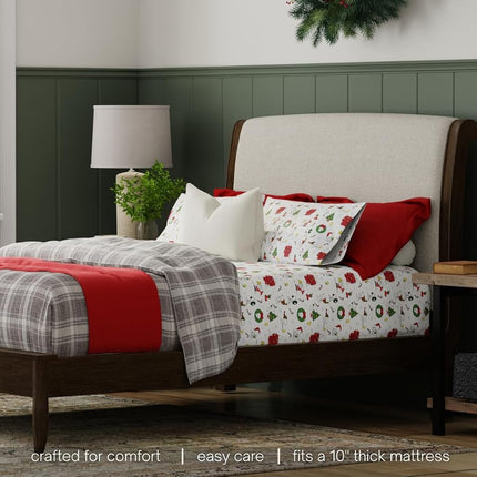 Peanuts® Snoopy Christmas Holiday Microfiber Sheet Set – Queen, 4 Piece Set (Official Peanuts Product) by Franco Collectibles